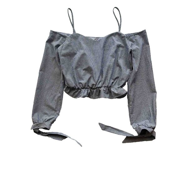 Nasty Gal Emory Park Cold Shoulder Top M Blue NWOT - Picture 7 of 11